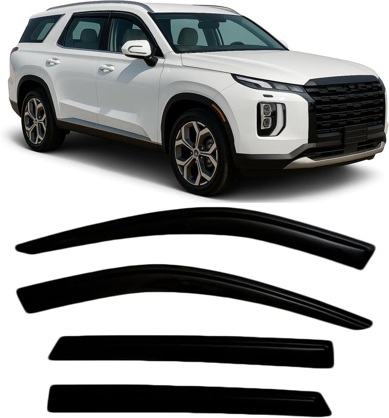 Optimal Co 2020-2025 Tape-on Rain Guards for Hyundai Palisade Side Window Deflector Visors SE SEL XRT Limited Calligraphy Durable Tinted Vent Shade 2021 2022 2023 2024 - Image 1